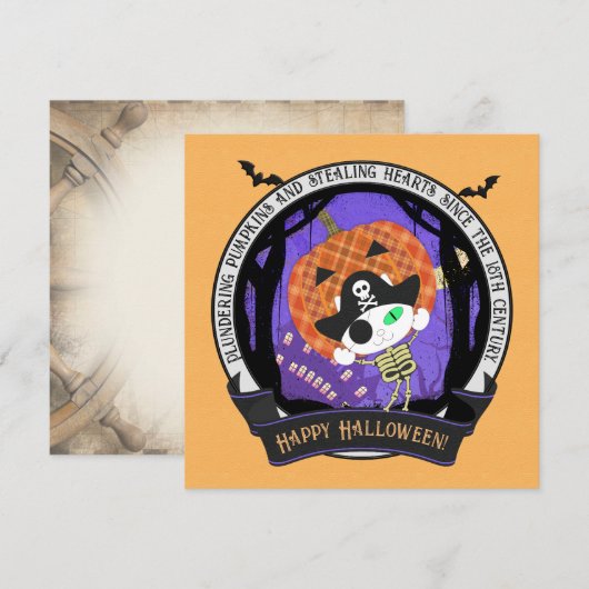 Piraten skelet kat kaart (Voorkant / Achterkant)