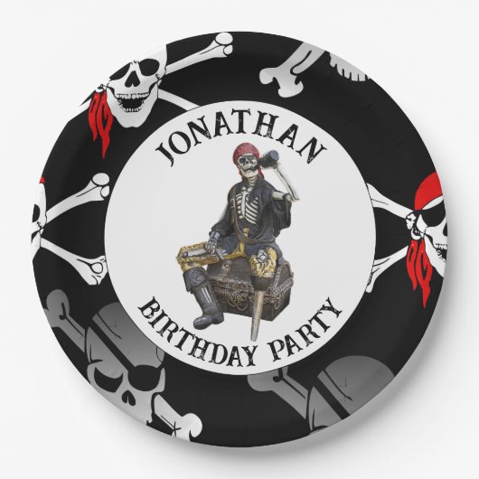 Piraten Skelet Papieren Bordje (Voorkant)