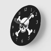 Piraten, Skull en Crossbones Clock Ronde Klok (Hoek)