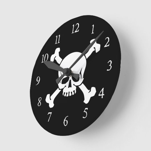 Piraten, Skull en Crossbones Clock Ronde Klok (Hoek)