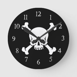 Piraten, Skull en Crossbones Clock Ronde Klok