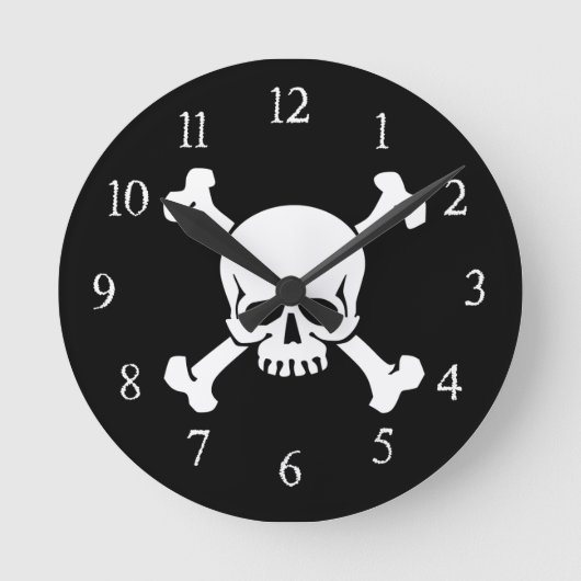 Piraten, Skull en Crossbones Clock Ronde Klok (Voorkant)
