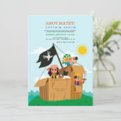 Piraten spelen verjaardagsfeestje kaart (Staand voorkant)