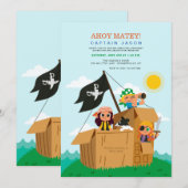 Piraten spelen verjaardagsfeestje kaart (Voorkant / Achterkant)