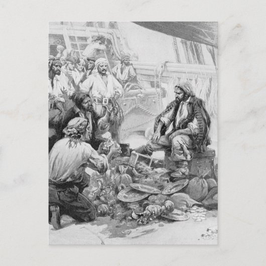  piraten tellen hun schatten en loot briefkaart (Voorkant)