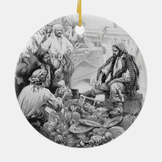  piraten tellen hun schatten en loot keramisch ornament (Achterkant)