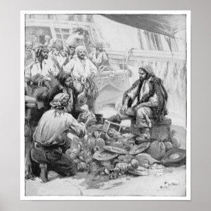  piraten tellen hun schatten en loot poster