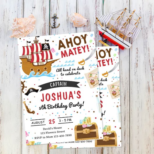Piraten Thema Verjaardagsfeestje Kaart