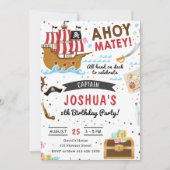 Piraten Thema Verjaardagsfeestje Kaart (Voorkant)
