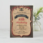 Piraten thema verjaardagsfeestje uitnodiging (Staand voorkant)