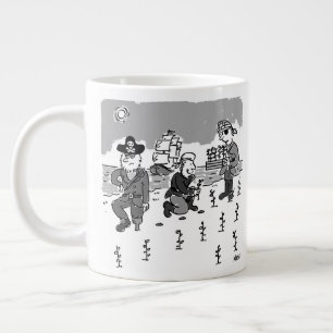 Piraten tuinieren met een houten been. Grappig Grote Koffiekop