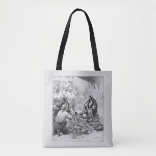 Piraten uit de oude tijd tellen hun schatten en bu tote bag