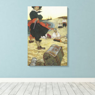 Piraten uit de oude tijd, William Kidd die schat b Canvas Afdruk