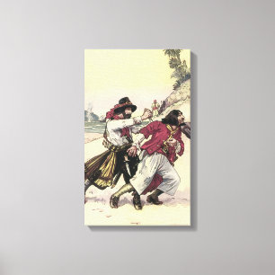 Piraten uit vroeger tijden, duelleren tot de dood canvas afdruk