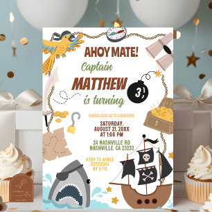 Piraten verjaardagsuitnodiging kaart