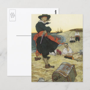  piraten, William Kidd Burying Treasure Briefkaart