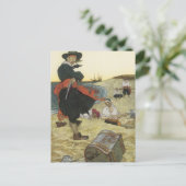  piraten, William Kidd Burying Treasure Briefkaart (Staand voorkant)