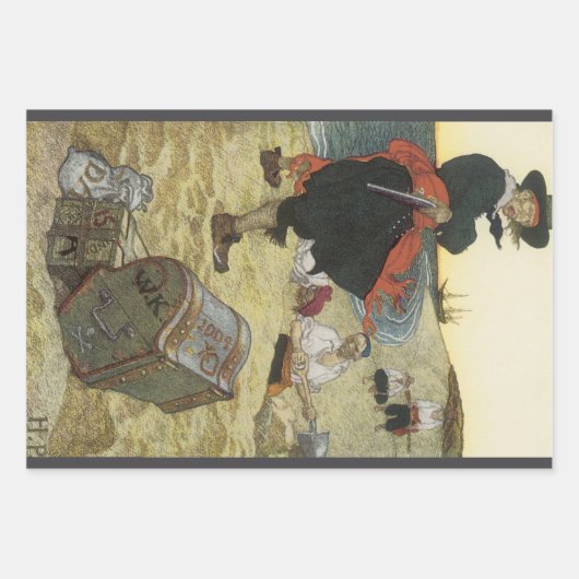 piraten, William Kidd Burying Treasure Inpakpapier Vel (Voorkant)