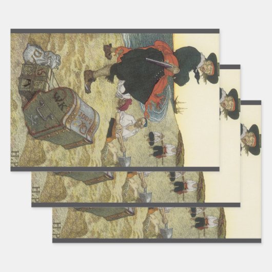 piraten, William Kidd Burying Treasure Inpakpapier Vel (Set)