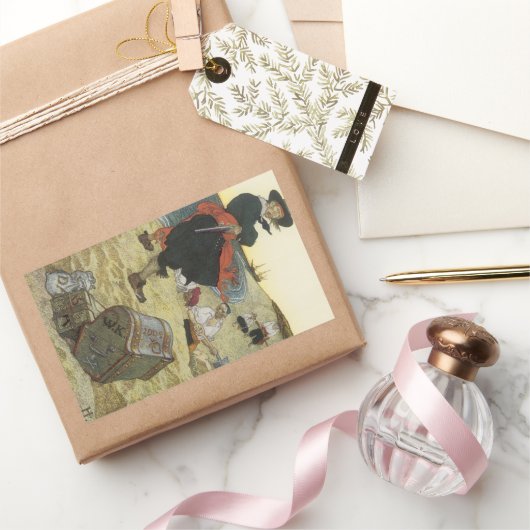  piraten, William Kidd Burying Treasure Rechthoekige Sticker (Geschenken)