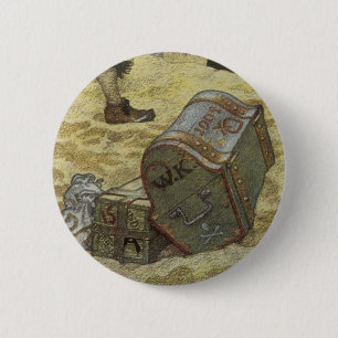  piraten, William Kidd Burying Treasure Ronde Button 5,7 Cm