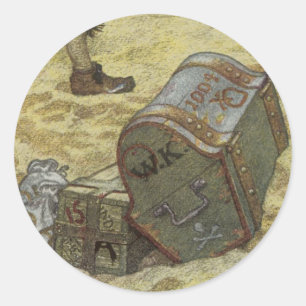 piraten, William Kidd Burying Treasure Ronde Sticker