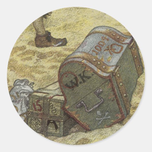  piraten, William Kidd Burying Treasure Ronde Sticker (Voorkant)