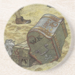 piraten, William Kidd Burying Treasure Zandsteen Onderzetter