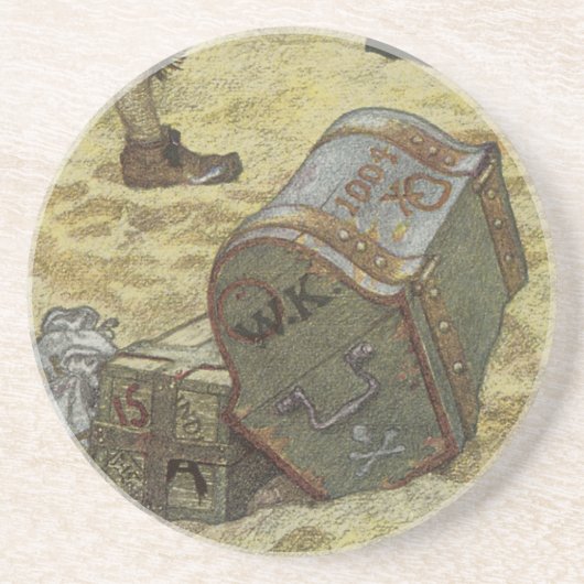 piraten, William Kidd Burying Treasure Zandsteen Onderzetter (Voorkant)