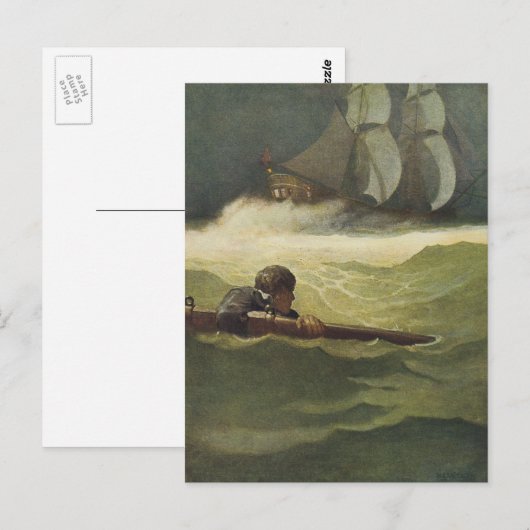  Piraten, wrak van het convenant door NC Wyeth Briefkaart (Voorkant / Achterkant)