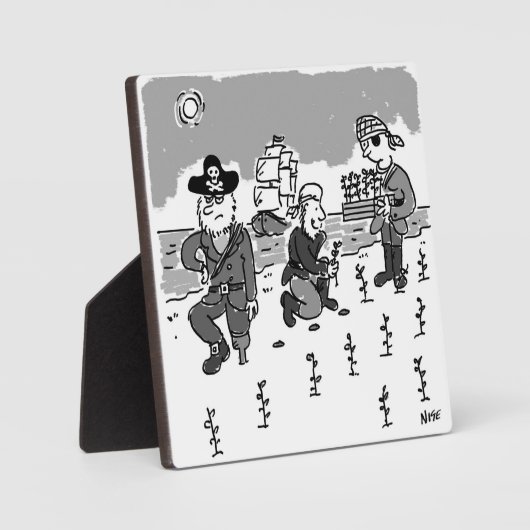 Piraten zijn tuinend met een Wooden been. Grappig Fotoplaat (Voorkant)