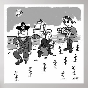 Piraten zijn tuinend met een Wooden been. Grappig Poster