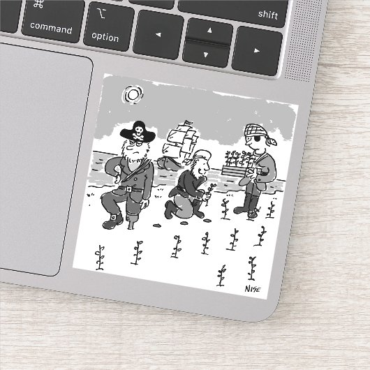 Piraten zijn tuinend met een Wooden been. Grappig Sticker (Detail)