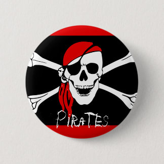 Piraten - Zwarte en Rode Piratenschedel Ronde Button 5,7 Cm