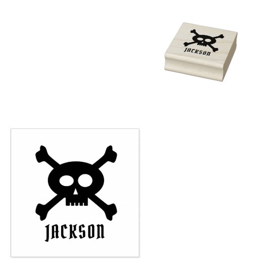 Piratenaam Stempel met Schedel en Kruisbeenderen (Gestempeld)