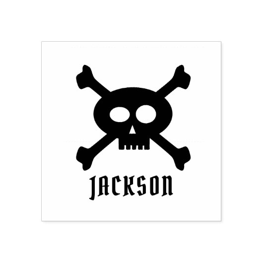 Piratenaam Stempel met Schedel en Kruisbeenderen (Afrduk)