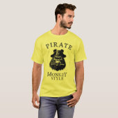 Piratenaffe Monkey Style schwarz weiß T-shirt (Voorkant volledig)