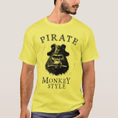 Piratenaffe Monkey Style schwarz weiß T-shirt (Voorkant)