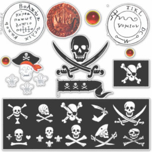 PIRATENBANNERS EN ANTIEK PIRATEN SCHATKAARTEN STICKER