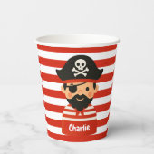 Piratenbeker met naam stripy sailor papieren bekers (Achterkant)
