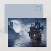 Piratenboot en kasteel briefkaart (Voorkant / Achterkant)