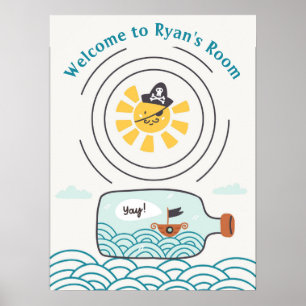 Piratenboot in een Fles Kinderkamer Muurkunst Poster
