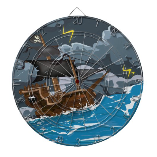 Piratenboot in storm dartbord (Voorkant)