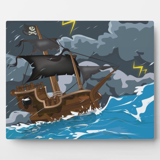 Piratenboot in storm fotoplaat (Voorkant)
