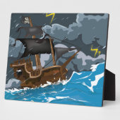 Piratenboot in storm fotoplaat (Zijkant)