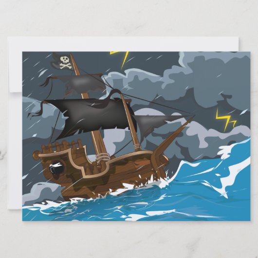Piratenboot in storm kaart (Voorkant)