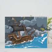 Piratenboot in storm kaart (Staand voorkant)