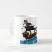 Piratenboot in storm koffiemok (Voorkant links)