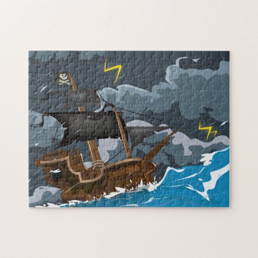 Piratenboot in storm legpuzzel (Horizontaal)