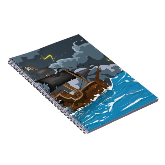 Piratenboot in storm notitieboek (Rechterzijde)